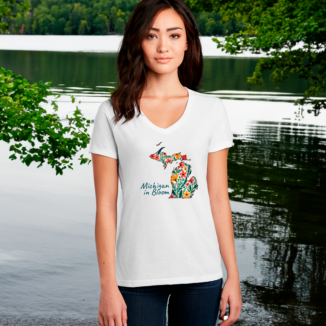"Michigan In Bloom" Women's V-Neck