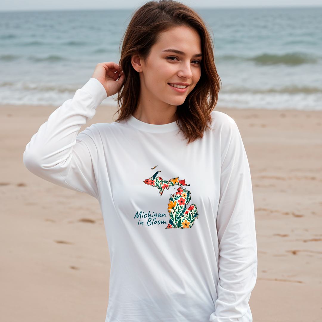 "Michigan In Bloom" Relaxed Fit Long Sleeve Unisex T-Shirt