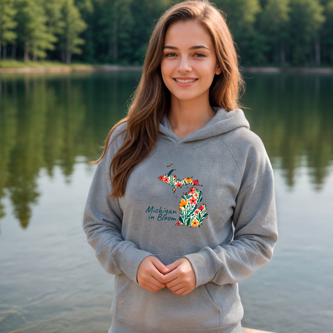"Michigan In Bloom" Relaxed Fit Classic Unisex Hoodie