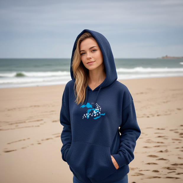 "Great Lakes Butterfly" Relaxed Fit Classic Unisex Hoodie