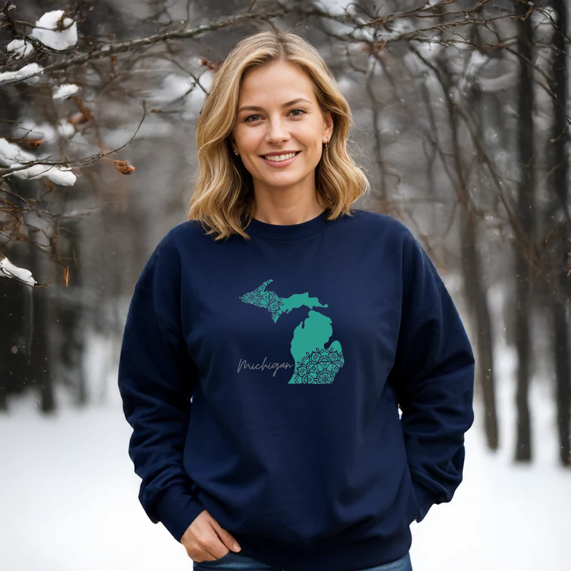"Paisley Michigan" Relaxed Fit Classic Crew Unisex Sweatshirt