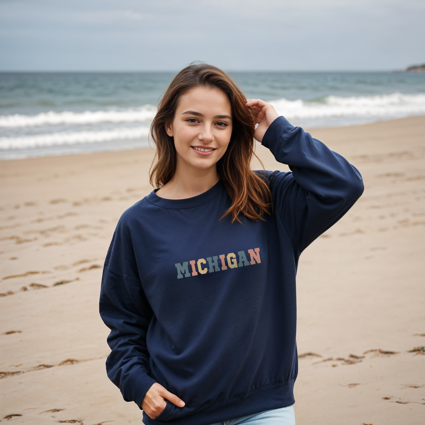 "Timeless Michigan" Relaxed Fit Classic Crew Unisex Sweatshirt