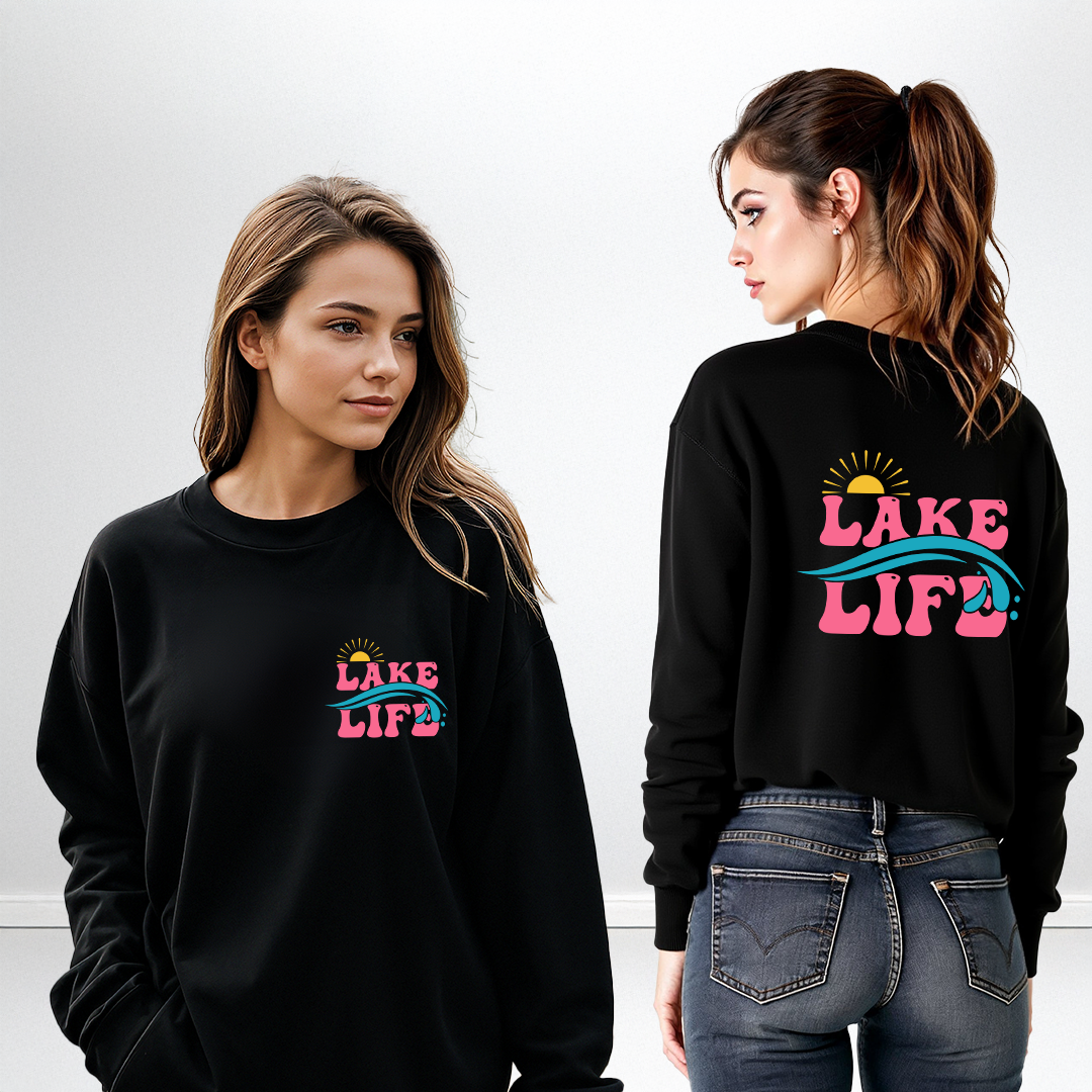"Summer Lake Life" Relaxed Fit Bright Classic Crew Unisex Sweatshirt