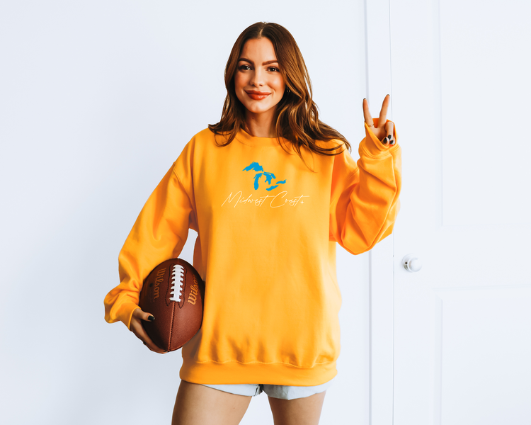 "Midwest Coast" Relaxed Fit Classic Crew Unisex Sweatshirt