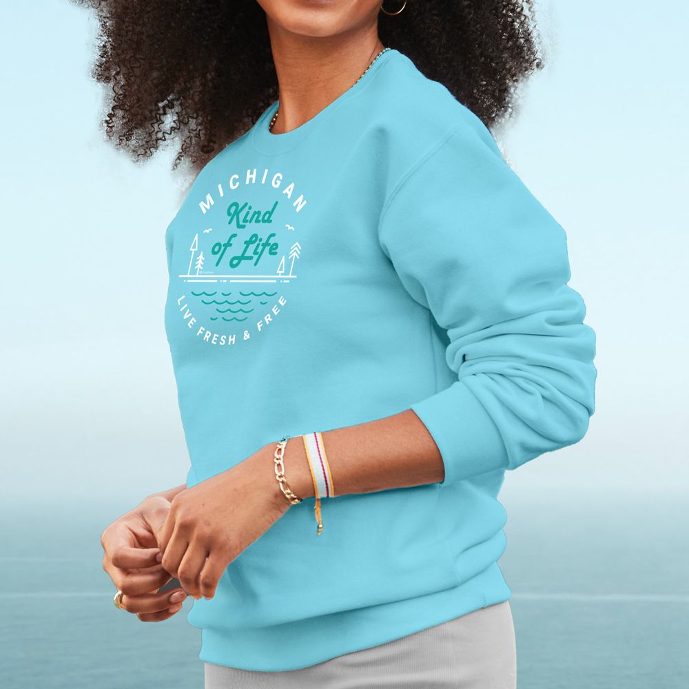 "Michigan Kind Of Life" Relaxed Fit Bright Classic Crew Unisex Sweatshirt