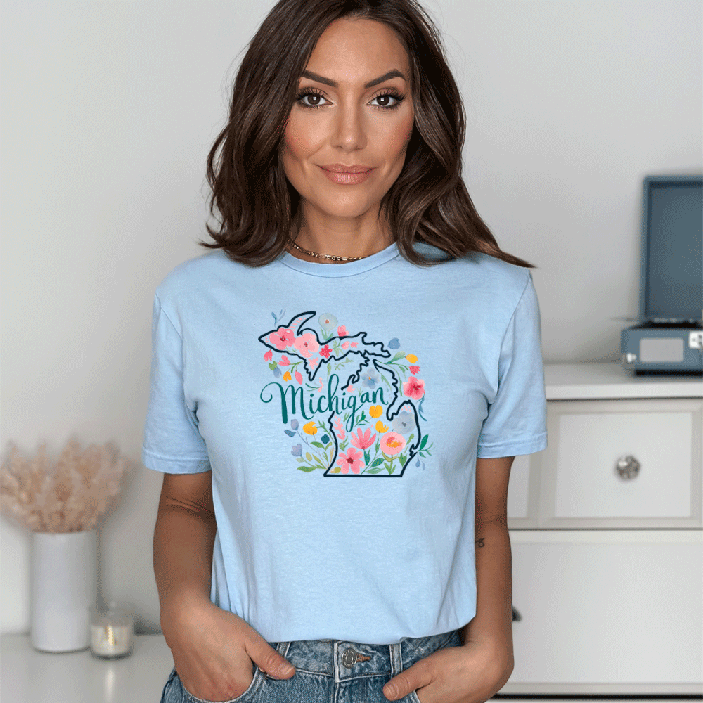 "Michigan Floral" Relaxed Fit Crew Unisex T-Shirt