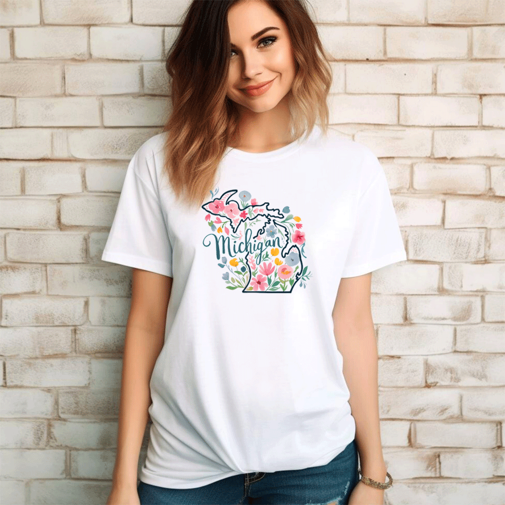"Michigan Floral" Relaxed Fit Crew Unisex T-Shirt