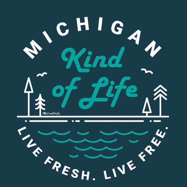 "Michigan Kind Of Life" Relaxed Fit Bright Classic Crew Unisex Sweatshirt