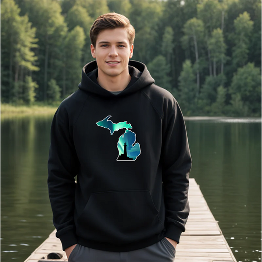 "Northern Lights Lighthouse" Men's Classic Hoodie