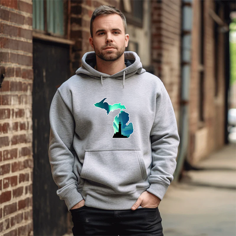 "Northern Lights Lighthouse" Men's Classic Hoodie