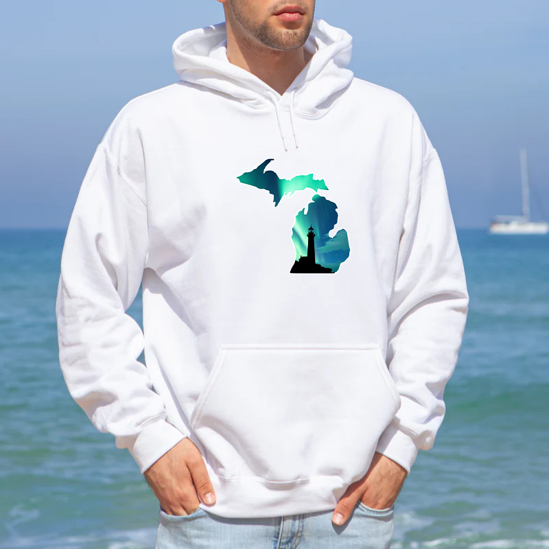 "Northern Lights Lighthouse" Men's Classic Hoodie
