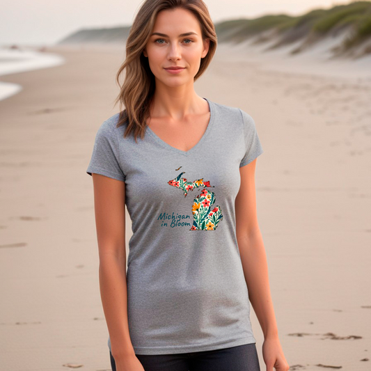 "Michigan In Bloom" Women's V-Neck