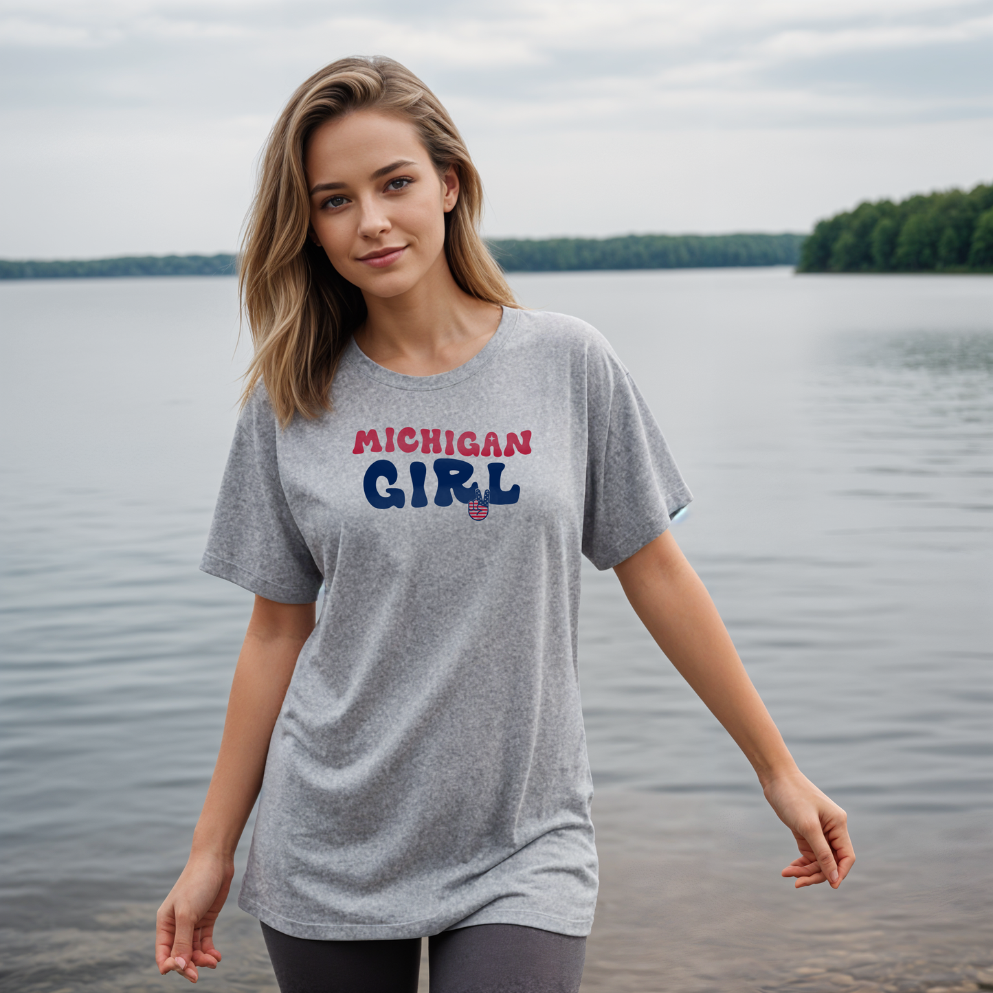 "Michigan Girl Peace" Relaxed Fit Crew Unisex T-Shirt
