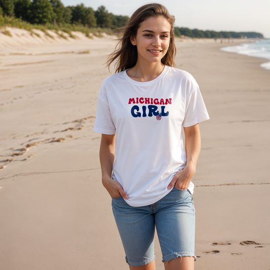 "Michigan Girl Peace" Relaxed Fit Crew Unisex T-Shirt