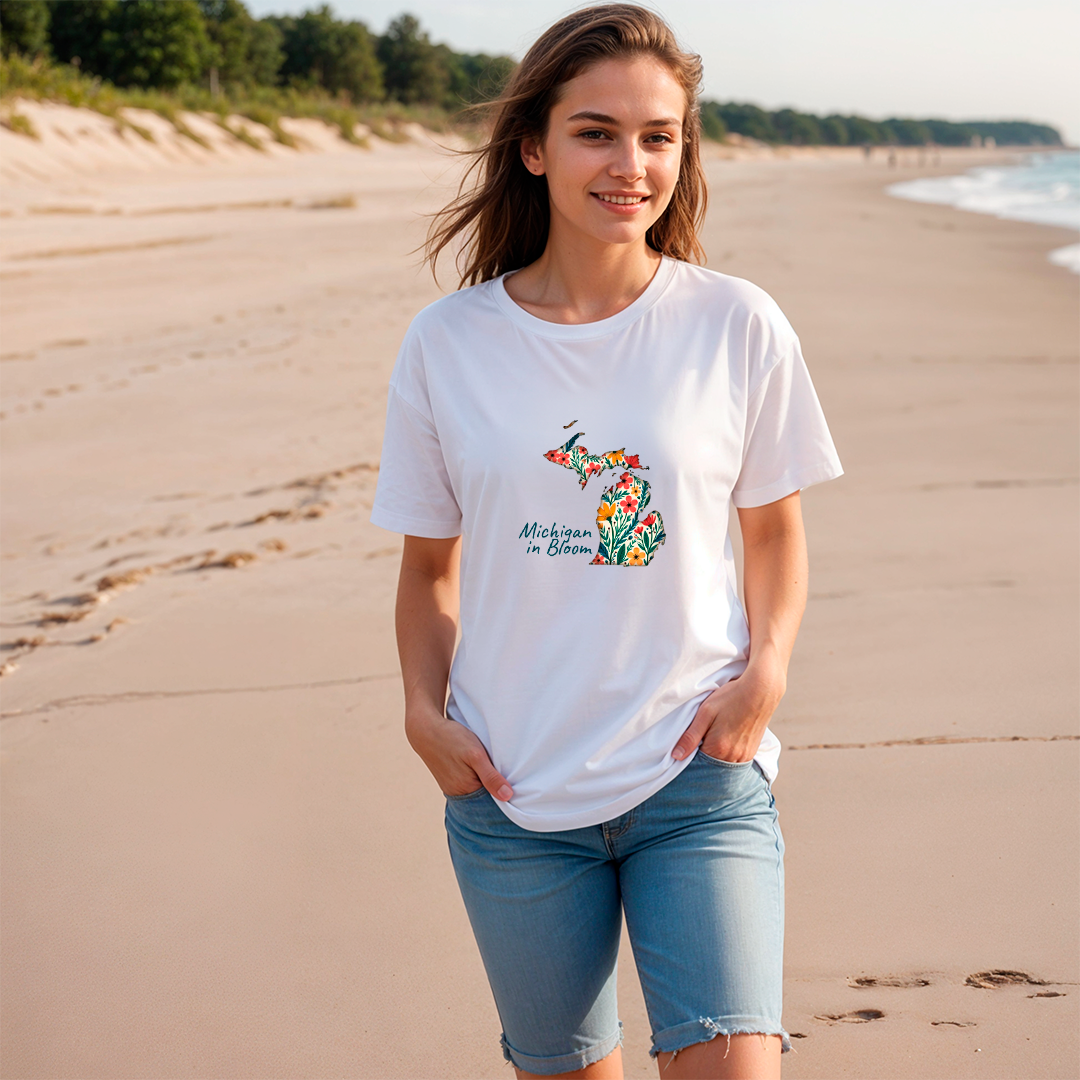 "Michigan In Bloom" Relaxed Fit Crew Unisex T-Shirt