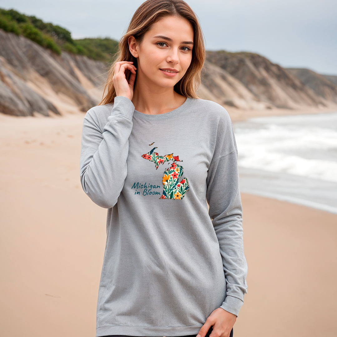 "Michigan In Bloom" Relaxed Fit Long Sleeve Unisex T-Shirt