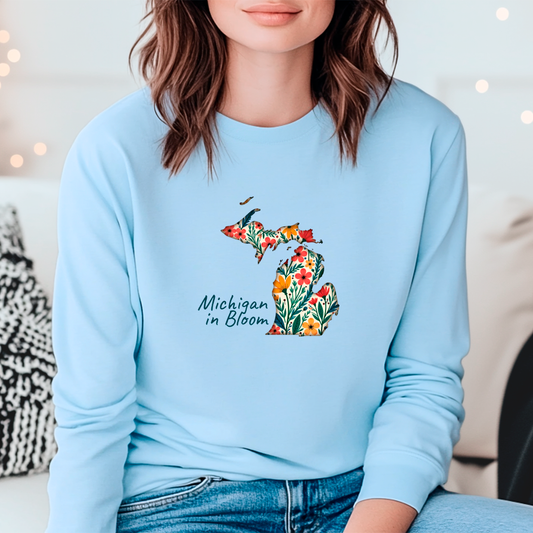 "Michigan In Bloom" Relaxed Fit Long Sleeve Unisex T-Shirt
