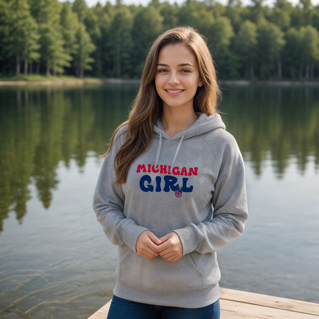 "Michigan Girl Peace" Relaxed Fit Classic Unisex Hoodie