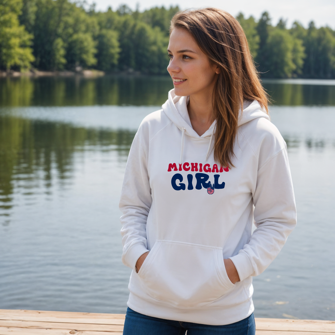 "Michigan Girl Peace" Relaxed Fit Classic Unisex Hoodie