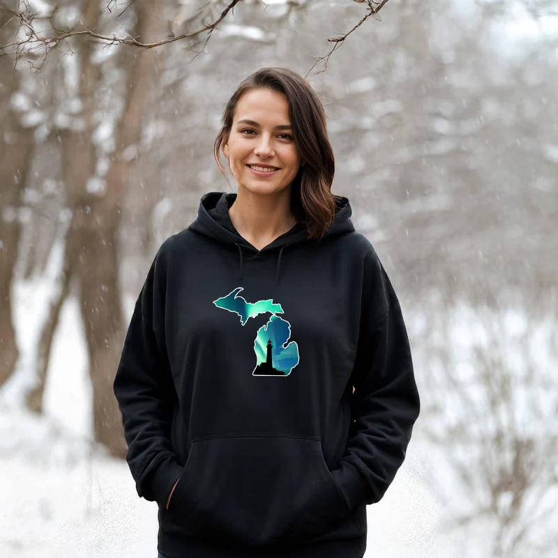 "Northern Lights Lighthouse" Relaxed Fit Classic Unisex Hoodie