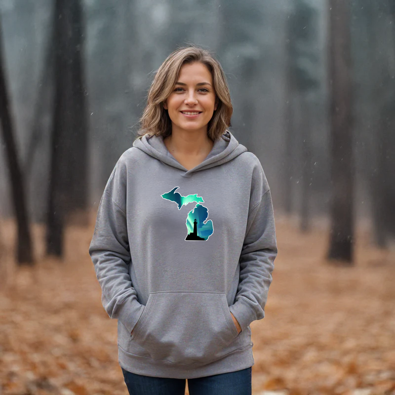 "Northern Lights Lighthouse" Relaxed Fit Classic Unisex Hoodie