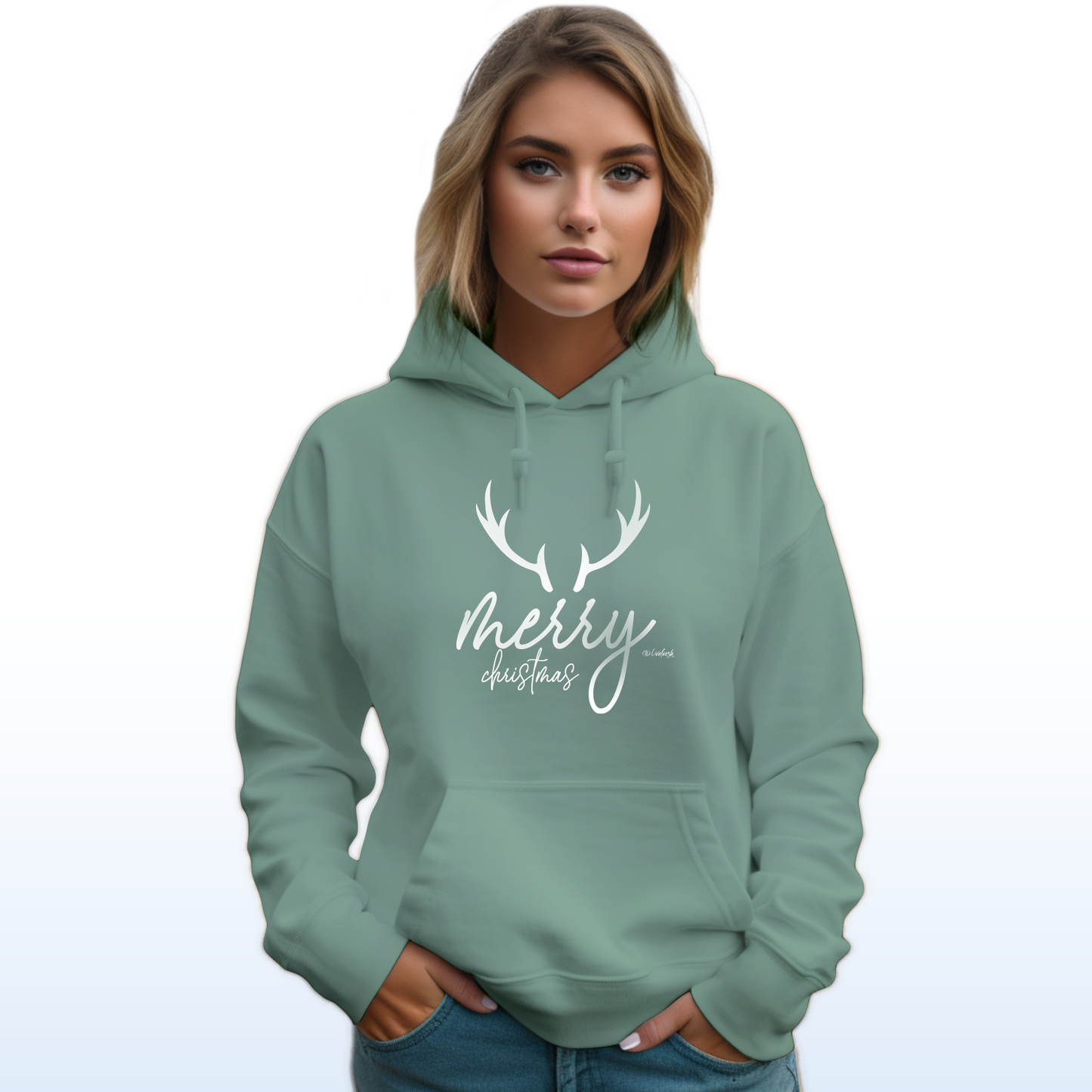 "Merry Christmas Deer" Relaxed Fit Classic Unisex Hoodie