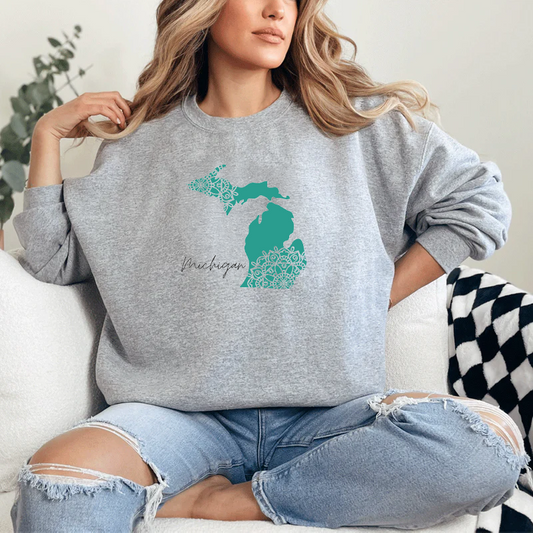 "Paisley Michigan" Relaxed Fit Classic Crew Unisex Sweatshirt