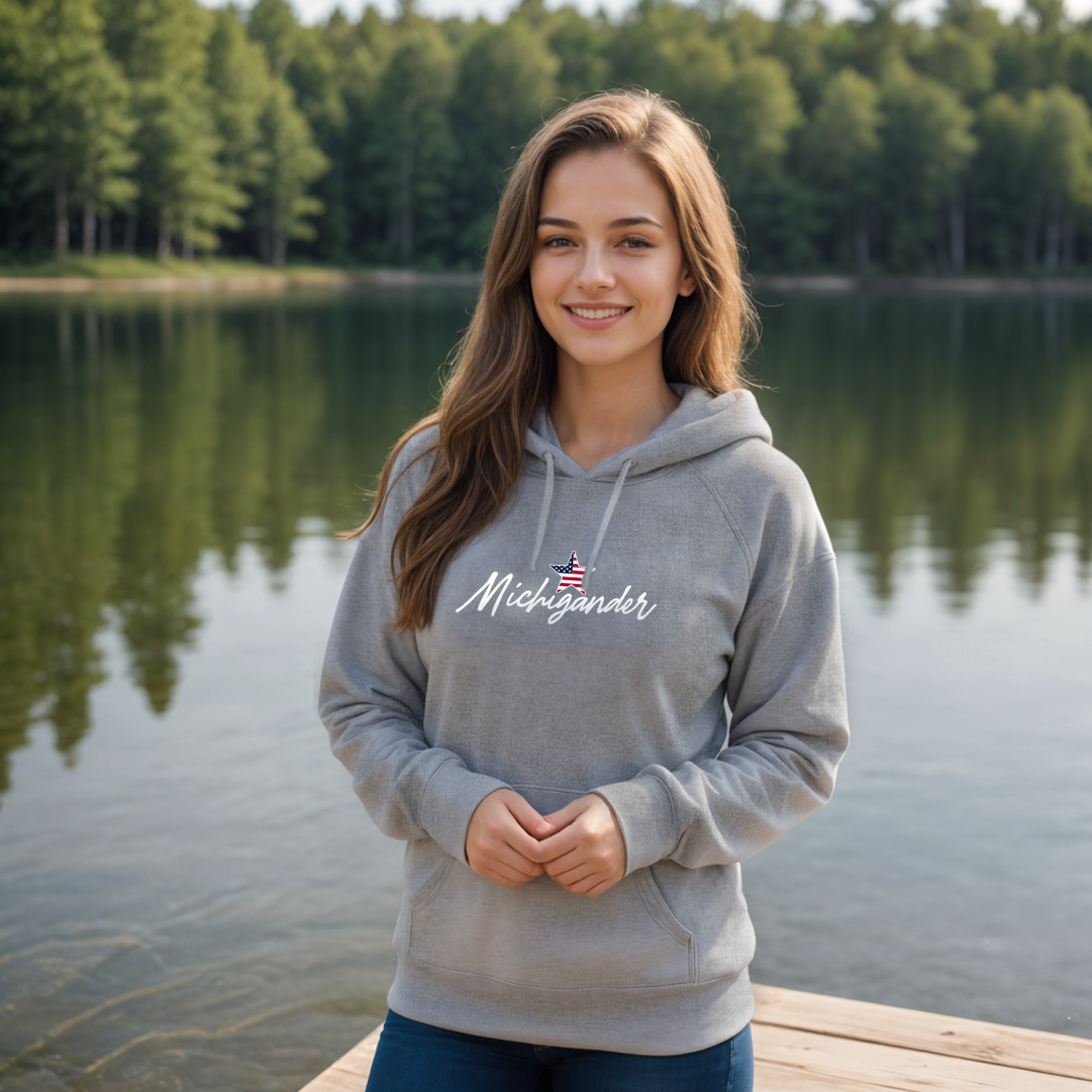 "Flag Michigander" Relaxed Fit Classic Unisex Hoodie
