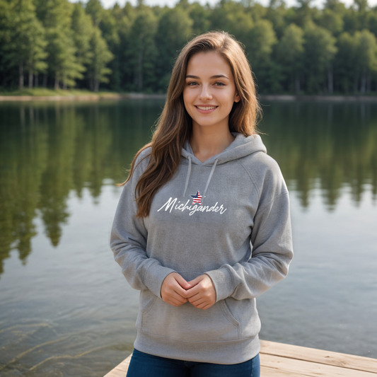 "Flag Michigander" Relaxed Fit Classic Unisex Hoodie