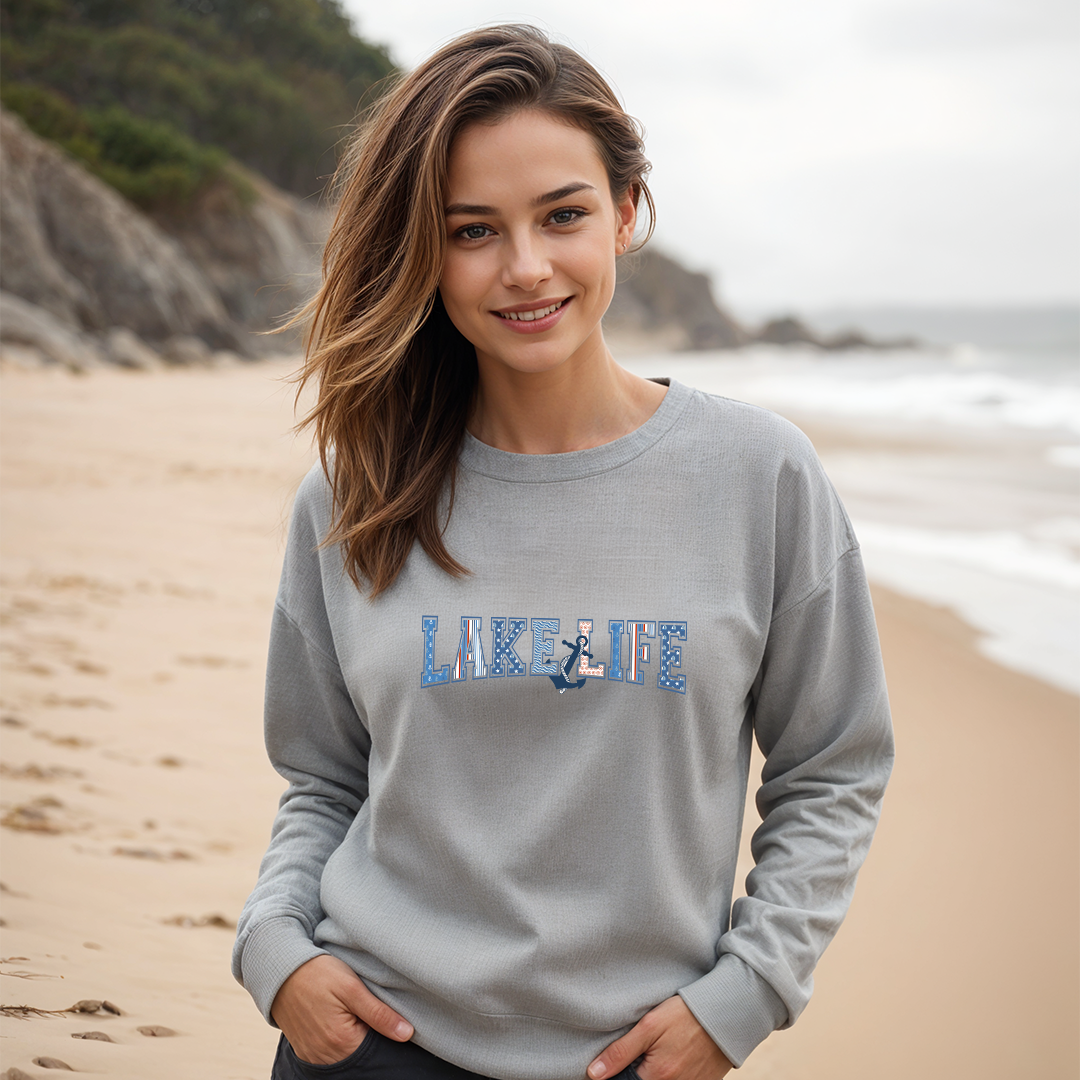 "American Lake Life" Relaxed Fit Bright Classic Crew Unisex Sweatshirt