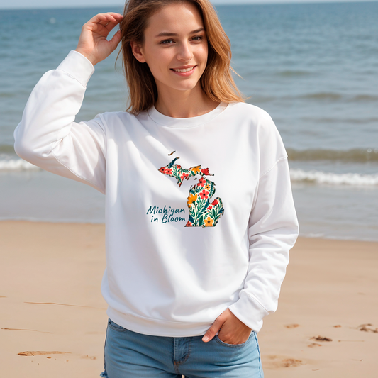 "Michigan In Bloom" Relaxed Fit Classic Crew Unisex Sweatshirt