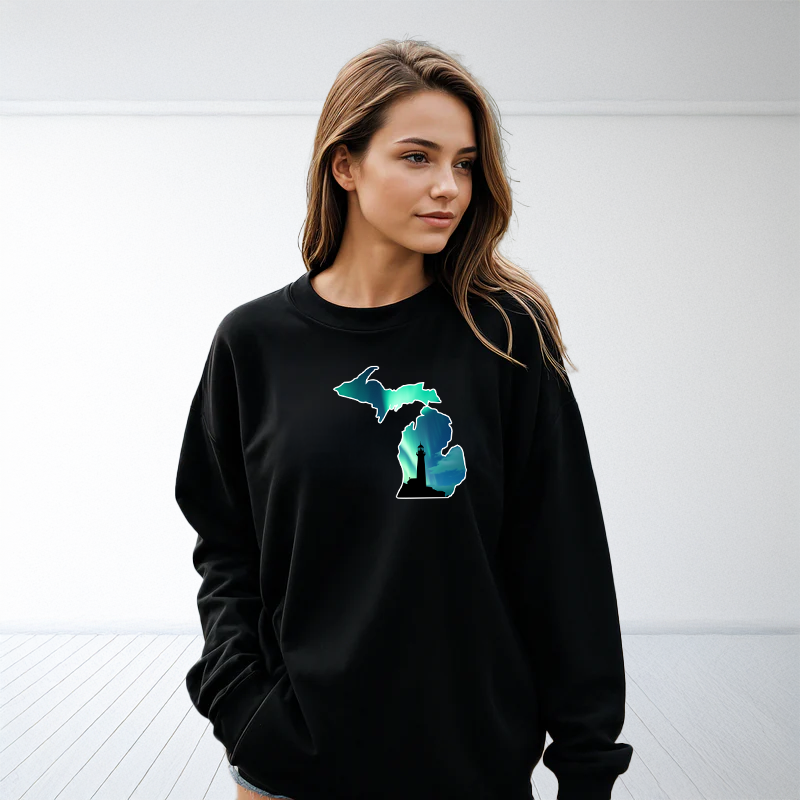 "Northern Lights Lighthouse" Relaxed Fit Classic Crew Unisex Sweatshirt