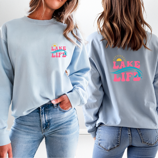 "Summer Lake Life" Relaxed Fit Bright Classic Crew Unisex Sweatshirt