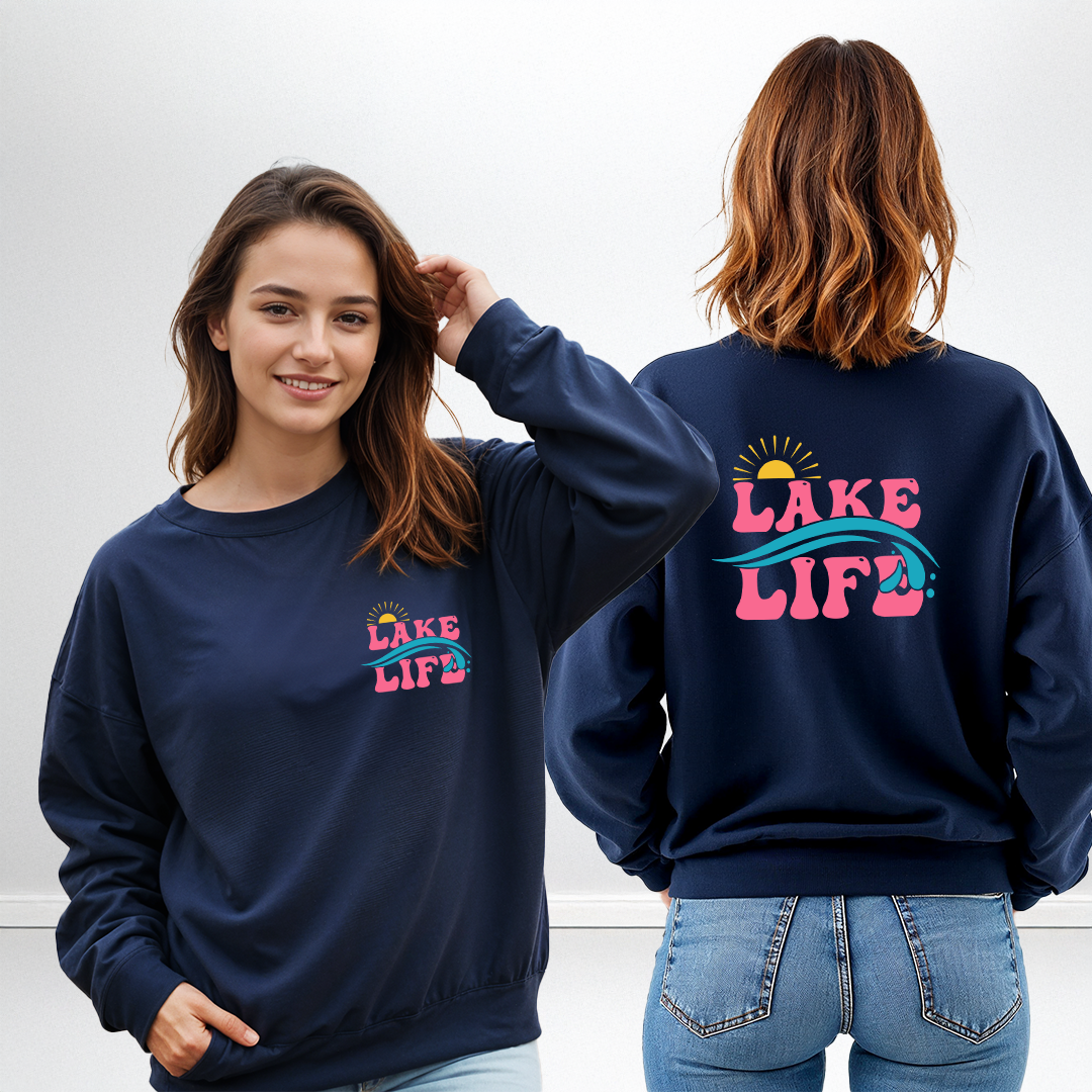 "Summer Lake Life" Relaxed Fit Bright Classic Crew Unisex Sweatshirt