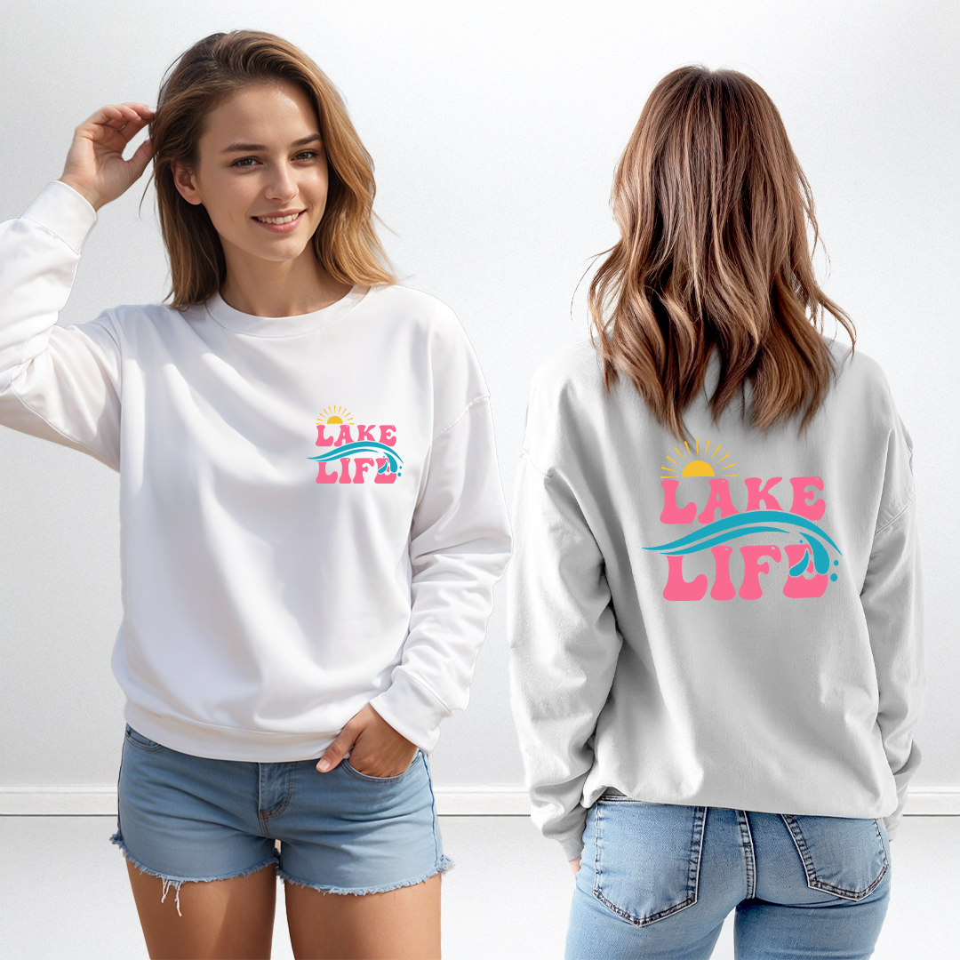 "Summer Lake Life" Relaxed Fit Bright Classic Crew Unisex Sweatshirt