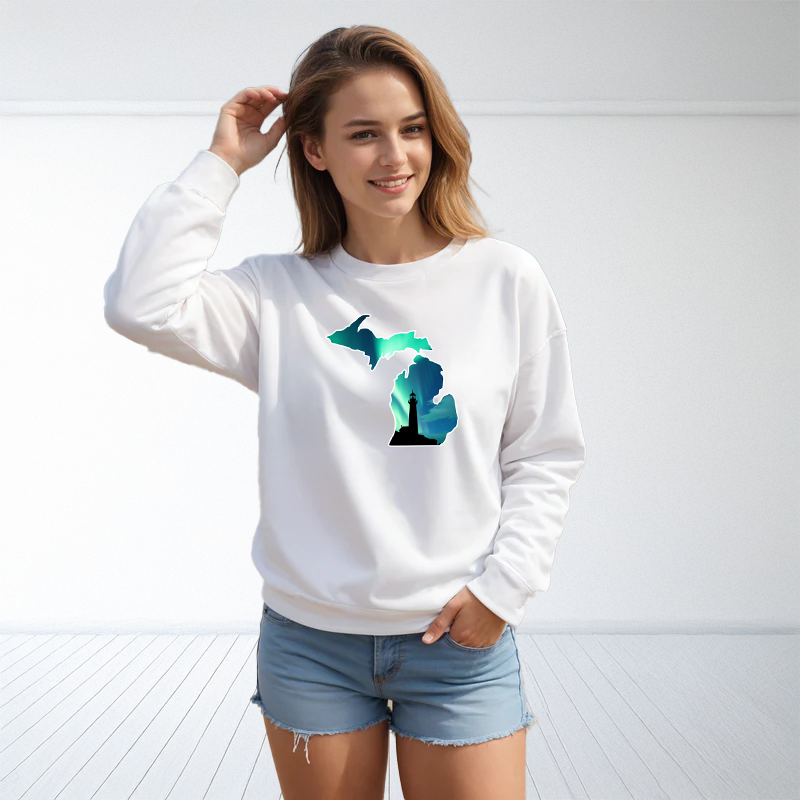 "Northern Lights Lighthouse" Relaxed Fit Classic Crew Unisex Sweatshirt