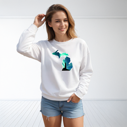 "Northern Lights Lighthouse" Relaxed Fit Classic Crew Unisex Sweatshirt