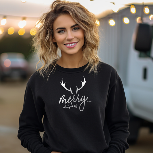 "Merry Christmas Deer" Relaxed Fit Classic Crew Unisex Sweatshirt