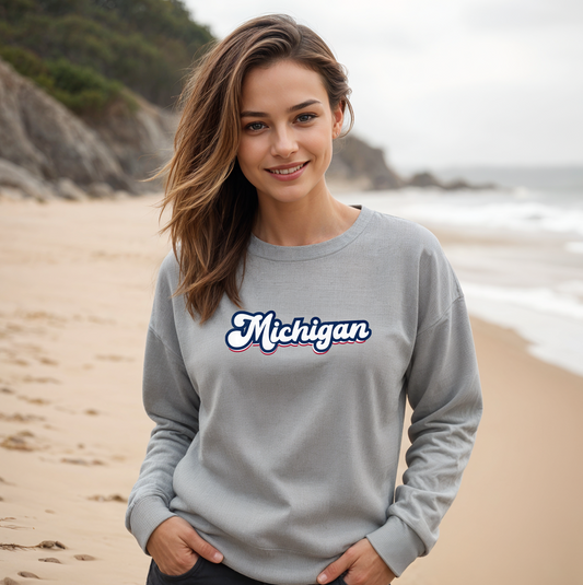 "Forever Michigan" Relaxed Fit Classic Crew Unisex Sweatshirt