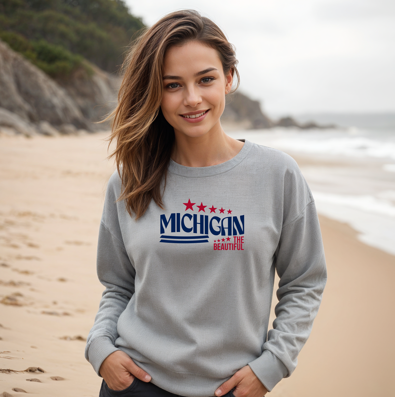"Michigan The Beautiful" Relaxed Fit Classic Crew Unisex Sweatshirt