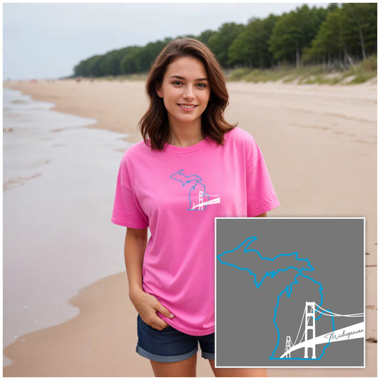 "NEW Michiganian Bridge" Relaxed Fit Crew Unisex T-Shirt