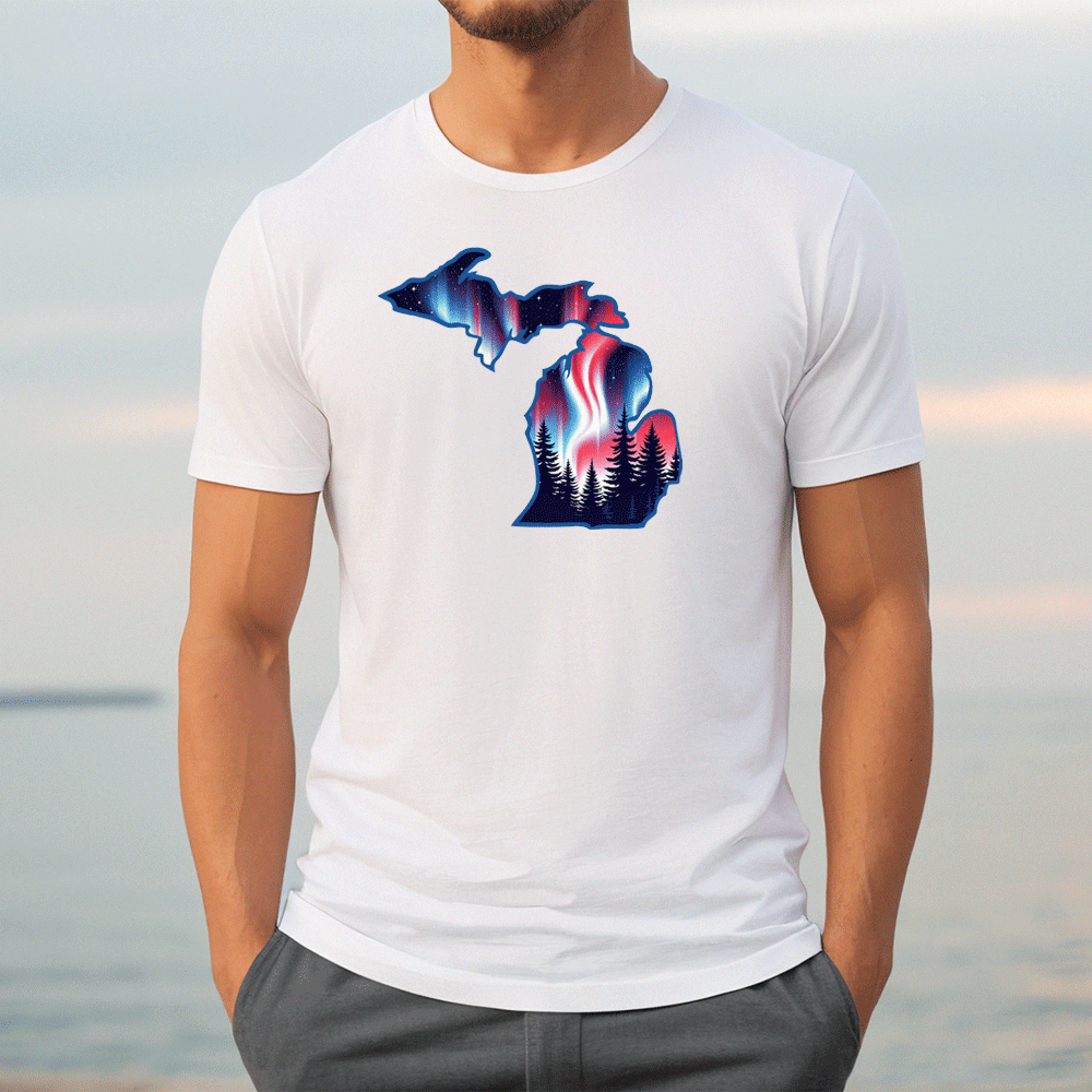 "4th of July Northern Lights" Men's Crew T-Shirt