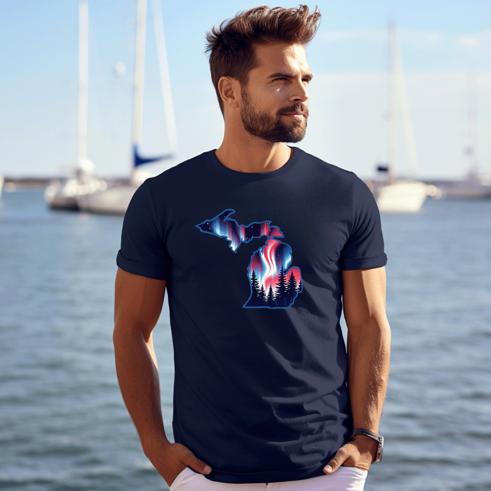"4th of July Northern Lights" Men's Crew T-Shirt