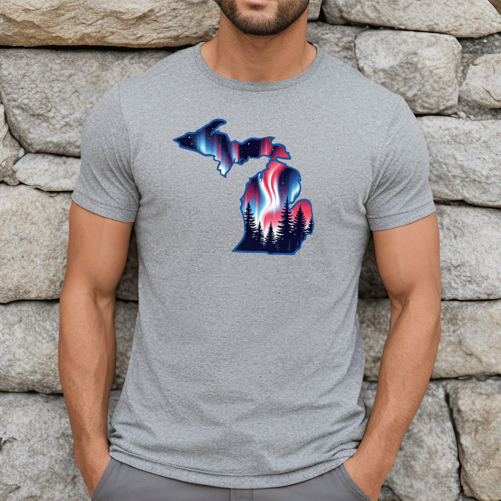 "4th of July Northern Lights" Men's Crew T-Shirt