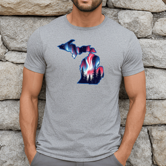 "4th of July Northern Lights" Men's Crew T-Shirt