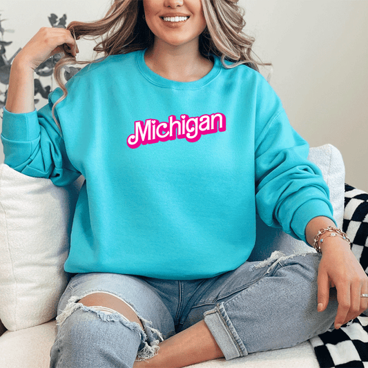 "Michigan Barbie" Relaxed Fit Classic Crew Unisex Sweatshirt