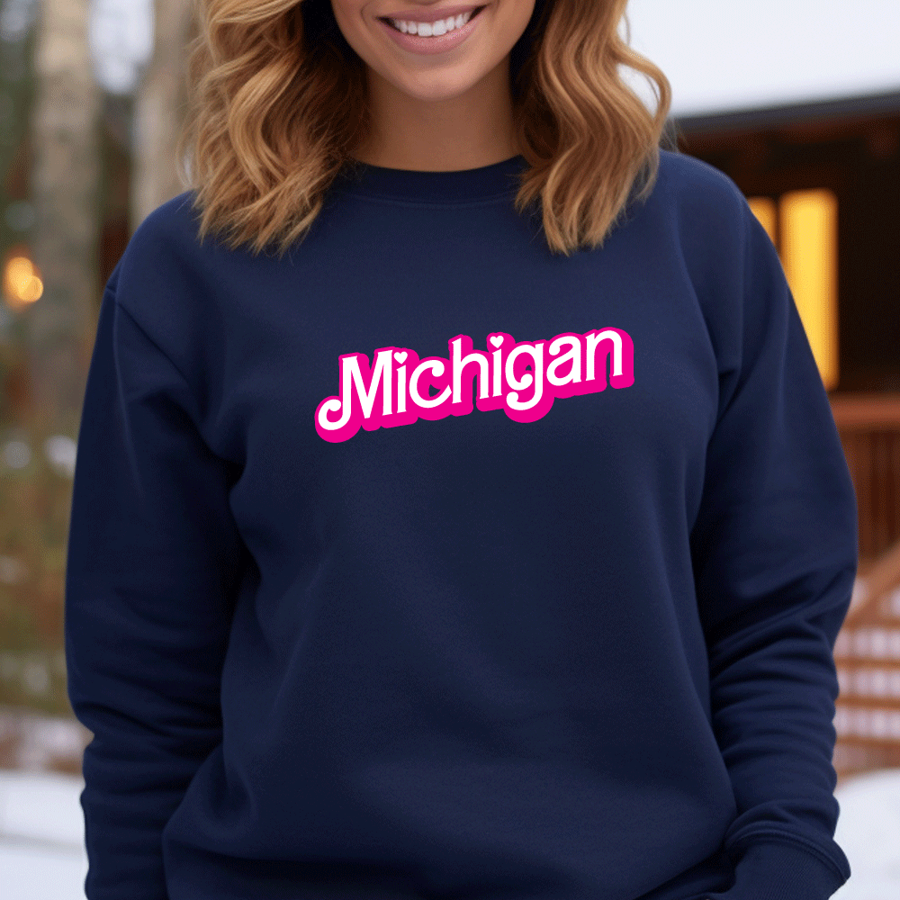 "Michigan Barbie" Relaxed Fit Classic Crew Unisex Sweatshirt