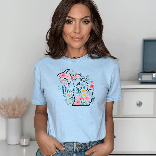 "Michigan Floral" Relaxed Fit Crew Unisex T-Shirt