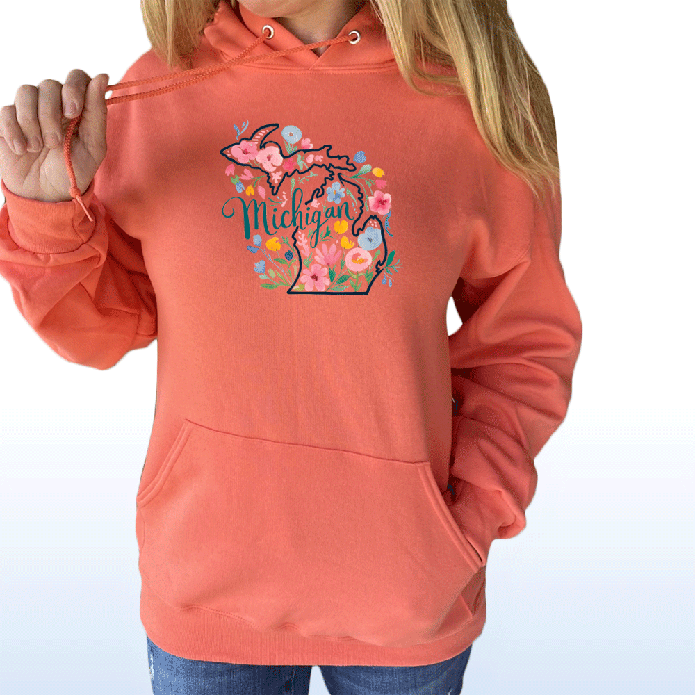 "Michigan Floral" Relaxed Fit Classic Unisex Hoodie