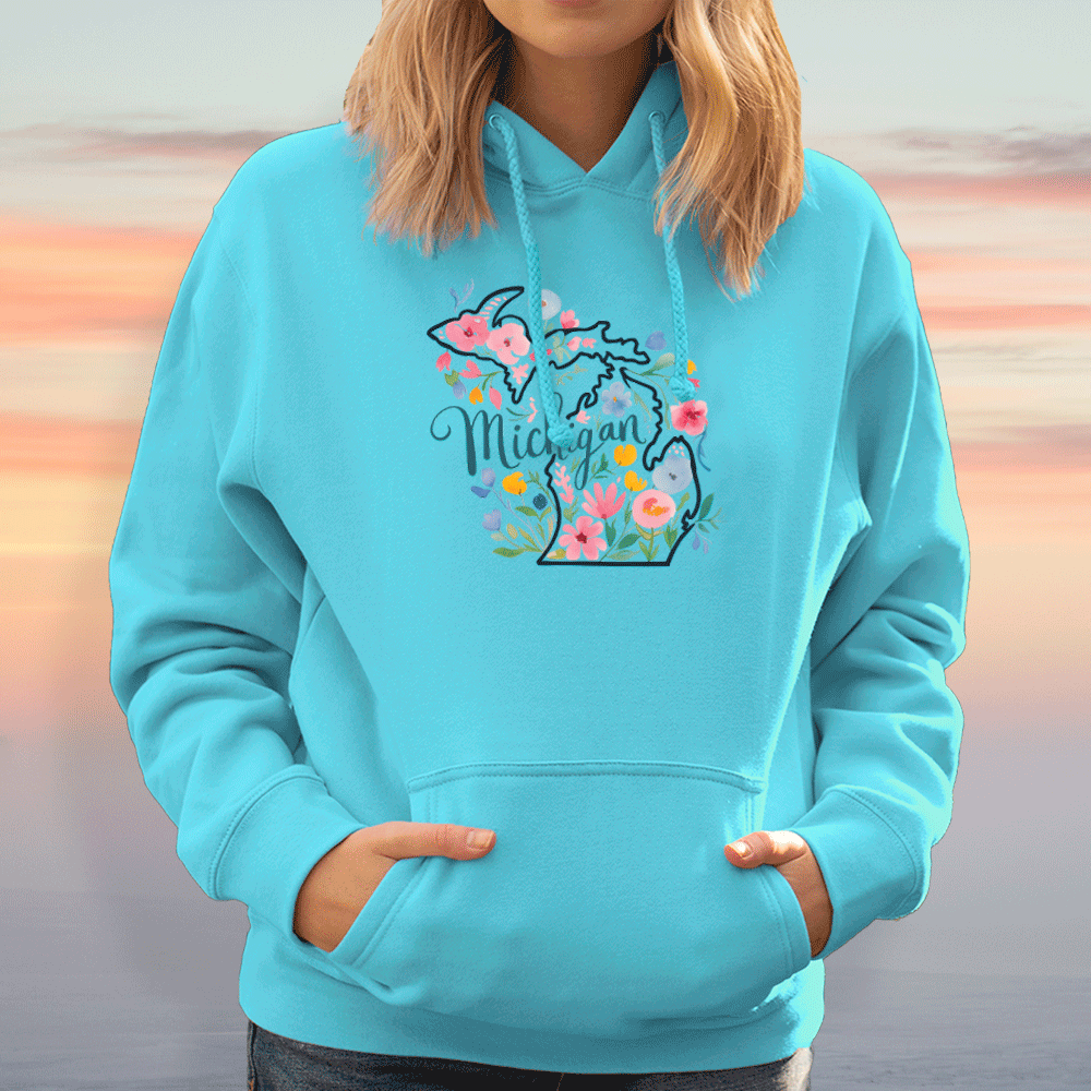 "Michigan Floral" Relaxed Fit Classic Unisex Hoodie